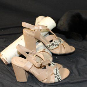 Sole La Via-  9 wide  snake skin pattern and beige heel